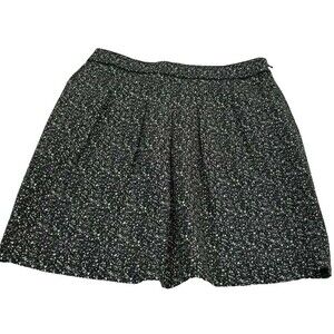 Ann Taylor Pleated Skirt Black mixture of White & Green Size 10 Lined Pockets